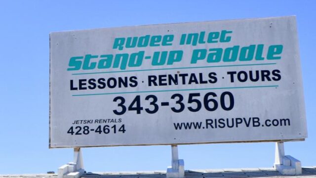 rudee inlet stand up paddle board sign