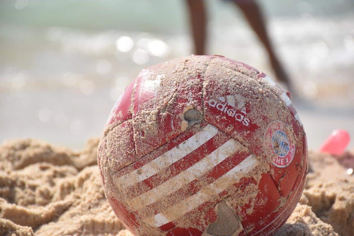 soccer ball on sand
